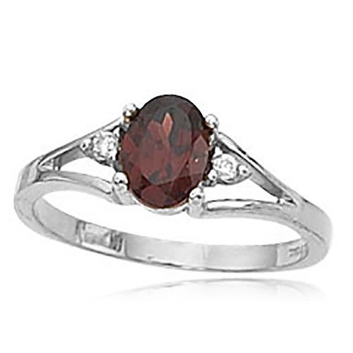 Garnet Ring - 14K White Gold Size 1