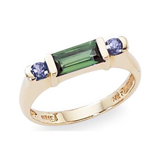Garnet Tourmaline & Tanzanite Ring - 14K Yellow Gold Size 7