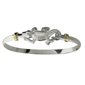 Gator Hook Bracelet - Sterling Silver & 14K Gold 4mm 7.0 Inch