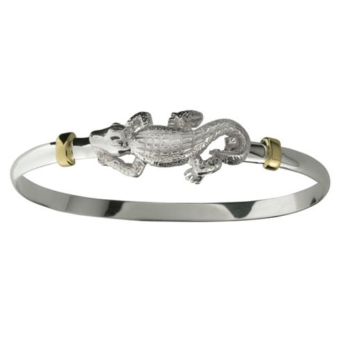 Gator Hook Bracelet - Sterling Silver & 14K Gold 4mm 7.0 Inch