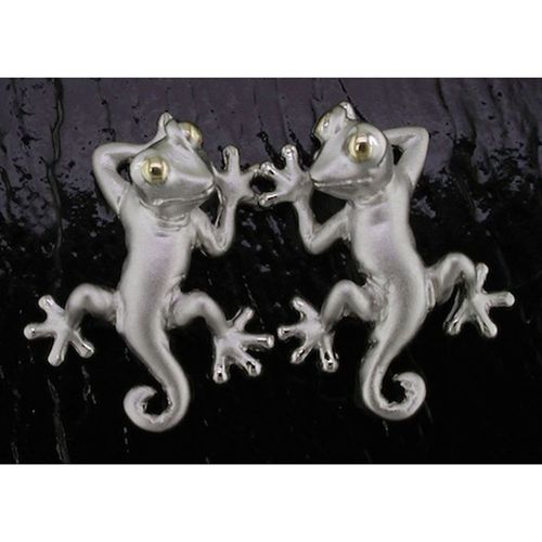 Gecko Earrings - Sterling Silver and 14K Gold  - SD-SGE571