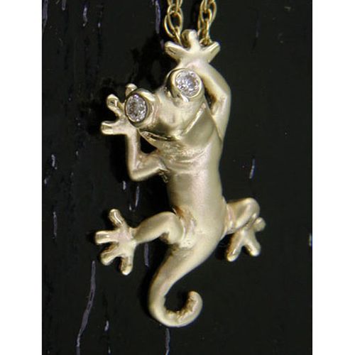 Gecko Pendant with Diamonds - 14K Gold  - SD-FGP025
