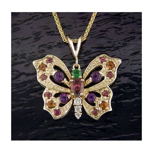 Gemstone Butterfly Pendant - 14K Gold  - SD-FGP610