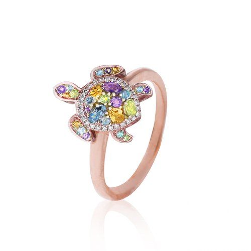 Gemstone Stone Turtle Ring 13mm, Hawaiian Inspired  Ring, STR-35618/ RG
