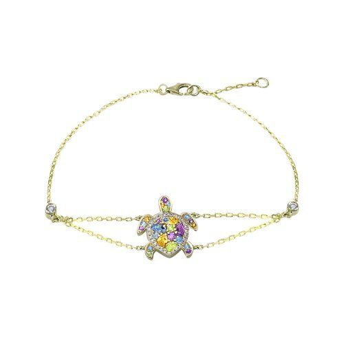 Gemstone Turtle Bracelet 13mm, Hawaiian Inspired  Bracelet, STB-35619