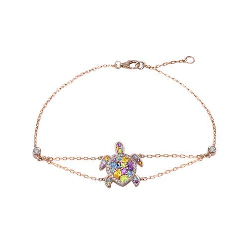 Gemstone Turtle Bracelet 13mm, Hawaiian Inspired Bracelet, STB-35619/ RG