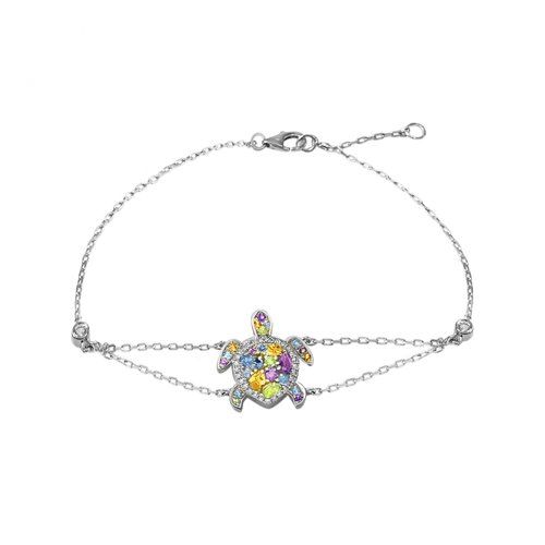 Gemstone Turtle Bracelet 13mm, Hawaiian Inspired  Bracelet, STB-35619/ WG