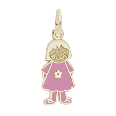 Girl W/dress & Flower Charm