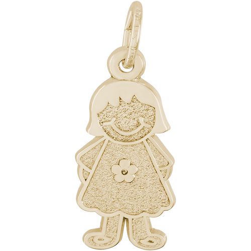 Girl With Dress And Flower Charm - 10K Gold - 10-8424