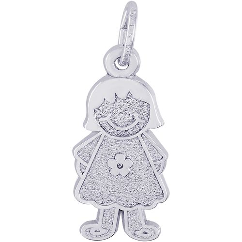 Girl With Dress And Flower Charm - Sterling Silver - 10-8424