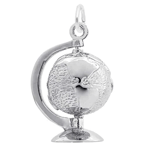 Globe Charm 14K While Gold - 10-1026-0-14KW