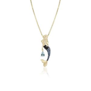 Gold Blue Sapphire Mermaid Droplet Pendant, Hawaiian Inspired  Pendant, SMP-36080