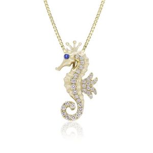 Gold Diamond Blue Sapphire Eye Seahorse Pendant, Hawaiian Inspired  Pendant, SHP-36072/DBS