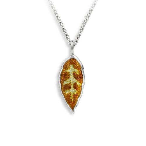 Gold Long Leaf Necklace  Sterling Silver - NN0436A