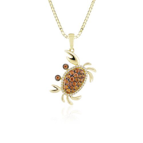 Gold Orange Sapphire Crab Pendant, Hawaiian Inspired  Pendant, SCP-36098/ OSD