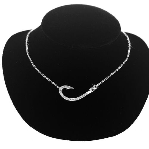 Gold Sideways Diamond Hook Necklace - NK105
