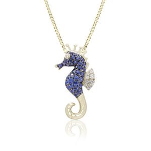 Gold Tail Blue Sapphire Seahorse Diamond Pendant, Hawaiian Inspired  Pendant, SHP-36071/BSD