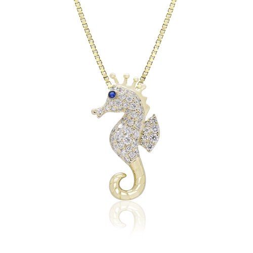 Gold Tail Diamond Seahorse Pendant, Hawaiian Inspired  Pendant, SHP-36071/DBS