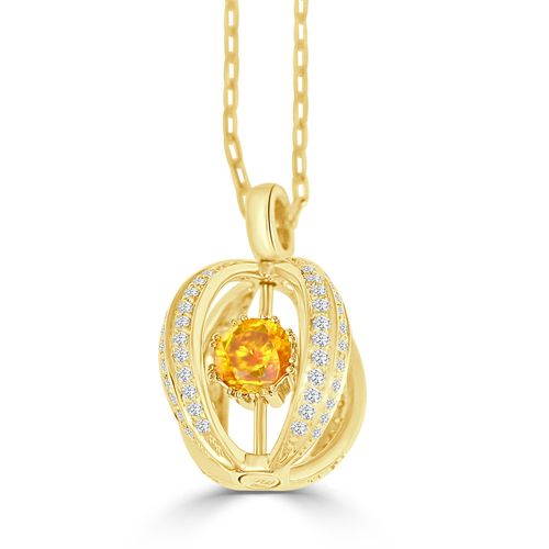 Golden Sphalerite, White & Champagne Diamonds One Of A Kind Pendant