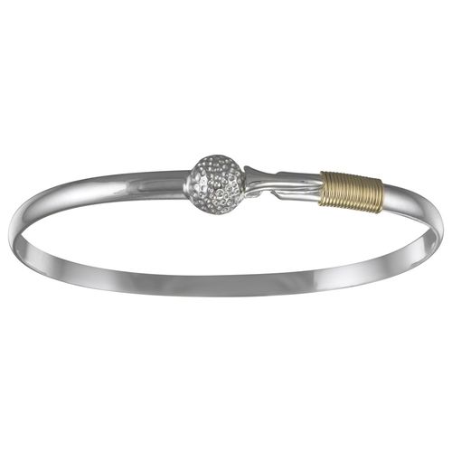 Golf Hook Bracelet - Sterling Silver & 14K Gold 4mm 7.5 Inch