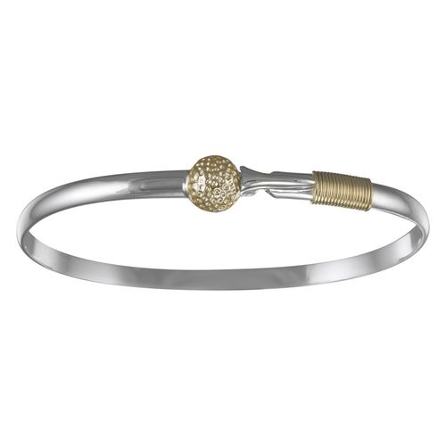 Golf Hook Bracelet - Sterling Silver & 14K Yellow Gold 4mm 8.0 Inch