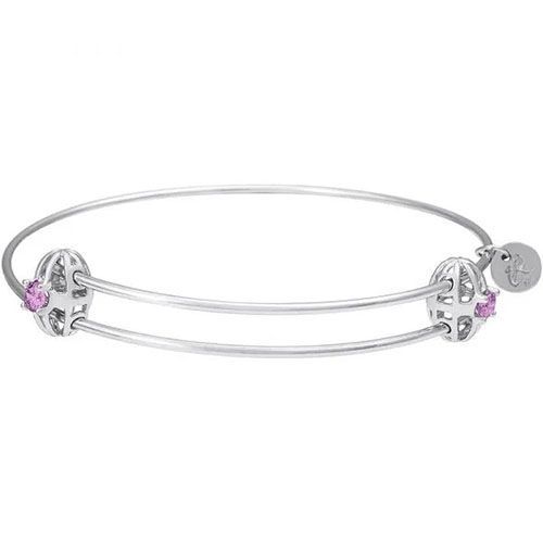 Graceful Bangle Bracelet - February Charm Bracelet  - Sterling Silver  - 20-518-2-SS