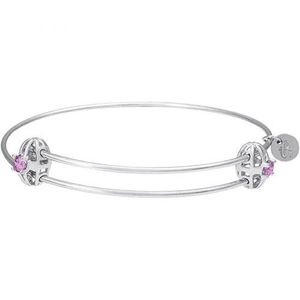 Graceful Bangle Bracelet - February Charm Bracelet  - Sterling Silver  - 20-518-2-SS