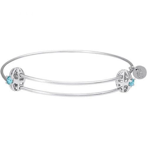 Graceful Bangle Bracelet - March Charm Bracelet  - Sterling Silver  - 20-518-3-SS