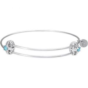 Graceful Bangle Bracelet - March Charm Bracelet  - Sterling Silver  - 20-518-3-SS