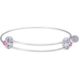 Graceful July Stone Bangle Bracelet - Sterling Silver 7 Inch
