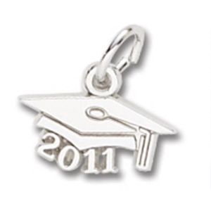 Grad Cap 2011 Charm - 14K White Gold - 10-6741