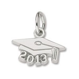 Grad Cap 2013 Charm - 14K White Gold - 10-6743