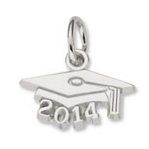 Grad Cap 2014 Charm - 14K White Gold - 10-6744-wg