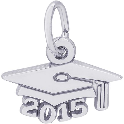 Grad Cap 2015 Large Charm - 14K White Gold - 10-6915-wg