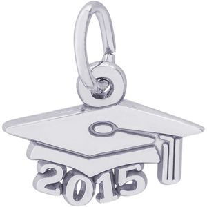 Grad Cap 2015 Large Charm - 14K White Gold - 10-6915-wg