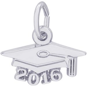 Grad Cap 2016 Charm - 14K White Gold - 10-6746-wg