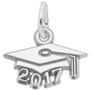 Grad Cap 2017 Charm - 14K White Gold - 10-6747-wg