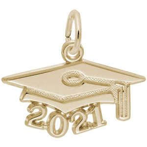 Grad Cap 2021 Large 10k Gold Charm - 10-6921-0-10k