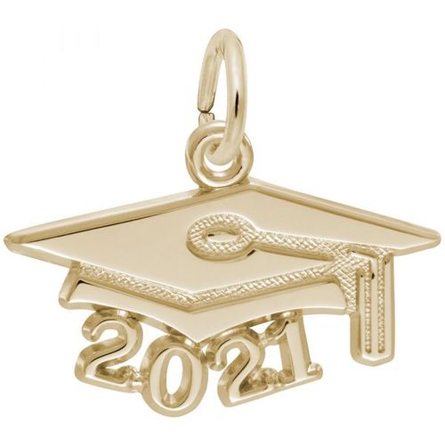 Grad Cap 2021 Large  Charm,  Gold Plated Charm - 10-6921-0-gp