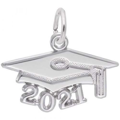 Grad Cap 2021 Large Sterling Silver Charm- 10-6921-0-ss