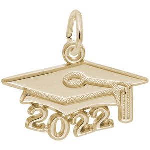 Grad Cap 2022 Large  Charm,  Gold Plated Charm - 10-6922-0-gp