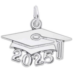 Grad Cap 2025 Large Charm 14K While Gold - 10-6925-0-14KW