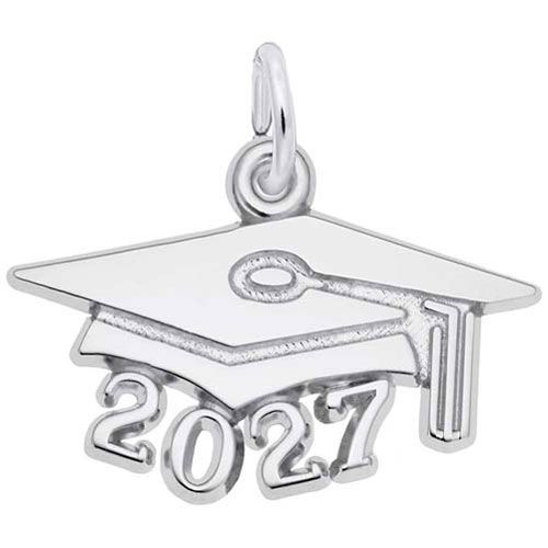 Grad Cap 2027 Large Charm 14K While Gold - 10-6927-0-14KW
