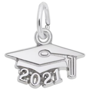 Graduation Cap 2021 Charm - 14K White Gold - 10-6751-wg