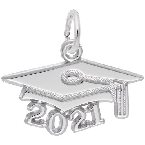 Graduation Cap 2021 Charm - 14K White Gold - 10-6921-wg