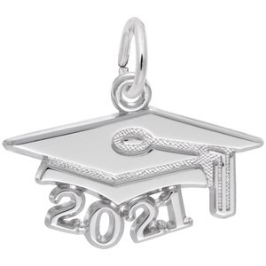 Graduation Cap 2021 Charm - 14K White Gold - 10-6921-wg