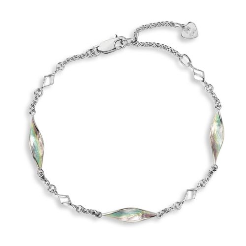 Green Color 3-piece Aurora Elongated Marquise Twist Bracelet, Sterling Silver - NA0446A