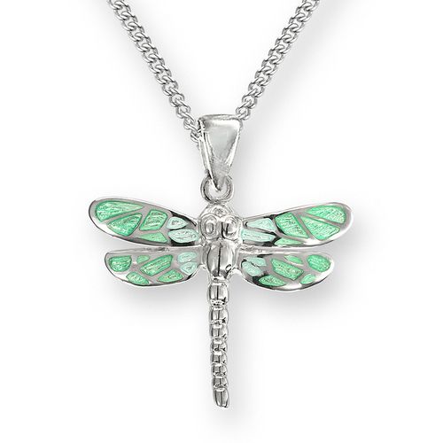 Green Dragonfly Necklace Sterling Silver - SN0526B