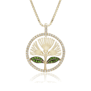 Green Emerald Lehua Pendant