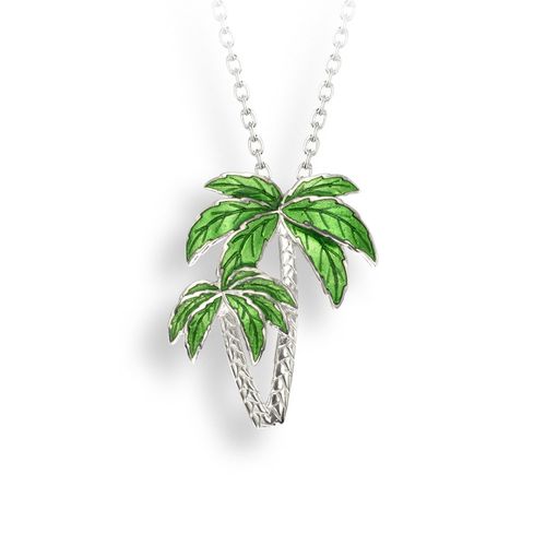 Green Palm Tree Necklace Sterling Silver - NN0261A
